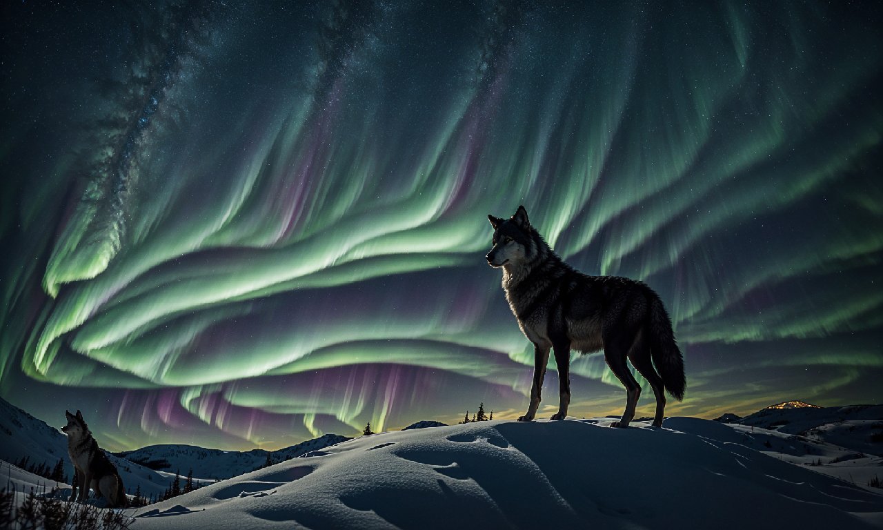 Aurora Watch: Wolf Silhouette